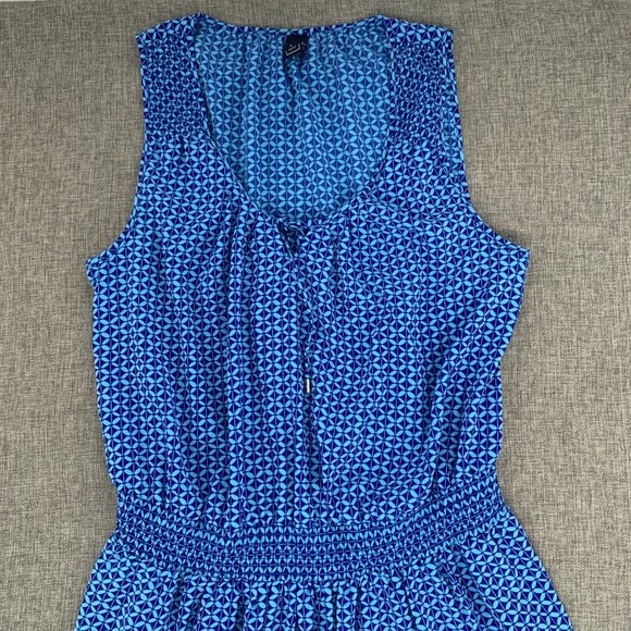 Gap Blue Smocked Dress Sleeveless Lightweight Scoop Neck Front Tie Medium - Picture 2 of 11